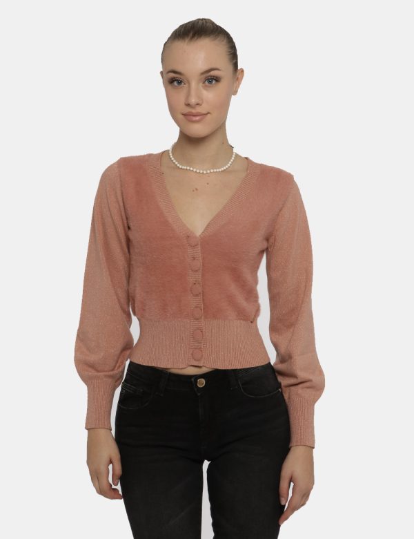 Cardigan Yes Zee rosa antico - COMPOSIZIONE E VESTIBILITÀ:100% poliammidicaLa modella è alta 170 cm e indossa la taglia S. L