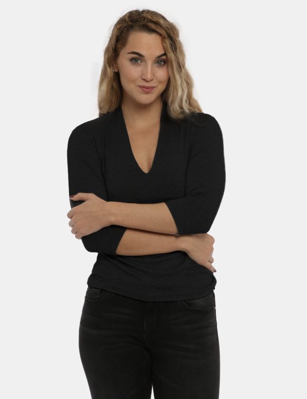 Top Vougue nero - COMPOSIZIONE E VESTIBILITÀ:83% poliestere 14% viscosa 3% elastaneLa modella è alta 170 cm e indossa la tag