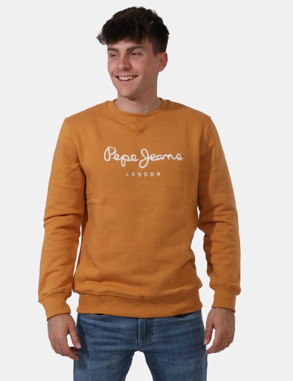Felpa Pepe Jeans Giallo - Felpa classica con base giallo ocra e logo brand ricamato bianco. Presenti polsini e girocollo cla