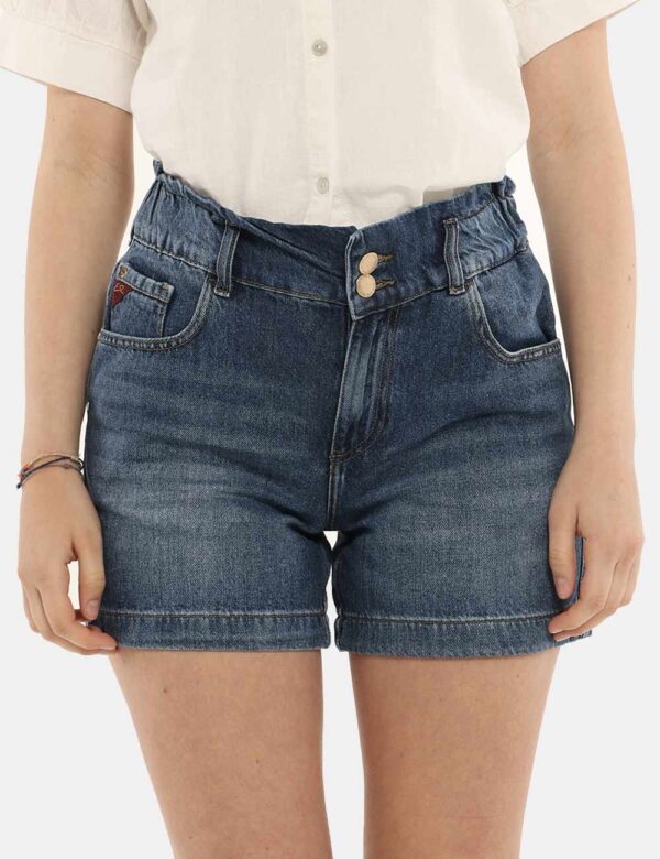 Short Yes Zee blu denim - COMPOSIZIONE E VESTIBILITÀ:100% cotoneLa modella è alta 170 cm e indossa la taglia S. La vestibili
