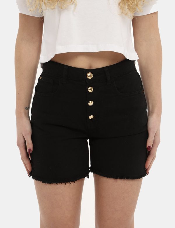 Short Yes Zee nero - COMPOSIZIONE E VESTIBILITÀ:100% cotoneLa modella è alta 170 cm e indossa la taglia 27 US. La vestibilit