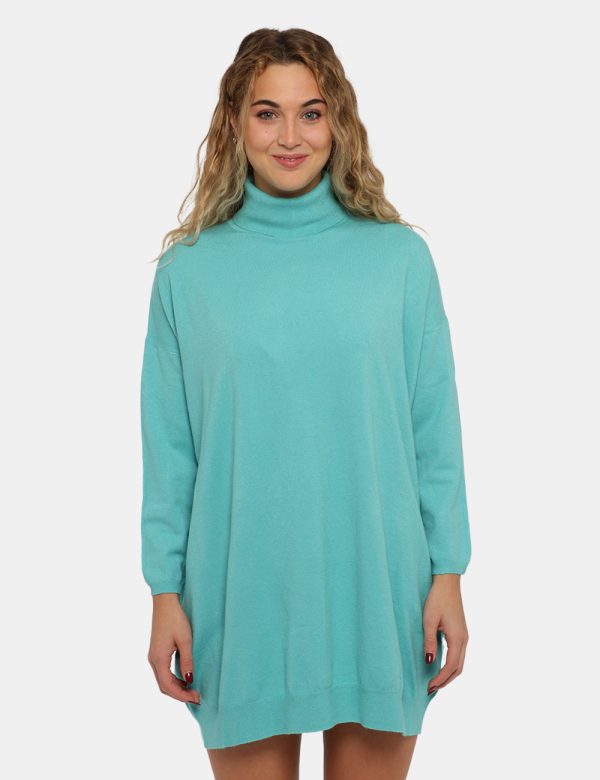 Maglione Sandro Ferrone verde acqua - COMPOSIZIONE E VESTIBILITÀ:44% viscosa 24% nylon 19% poliestere 13% elastaneLa modella