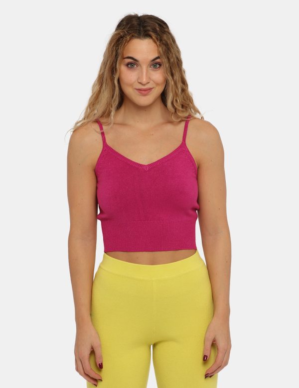 Top Sandro Ferrone fucsia - COMPOSIZIONE E VESTIBILITÀ:44% viscosa 24% nylon 19% poliestere 13% elastaneLa modella è alta 17