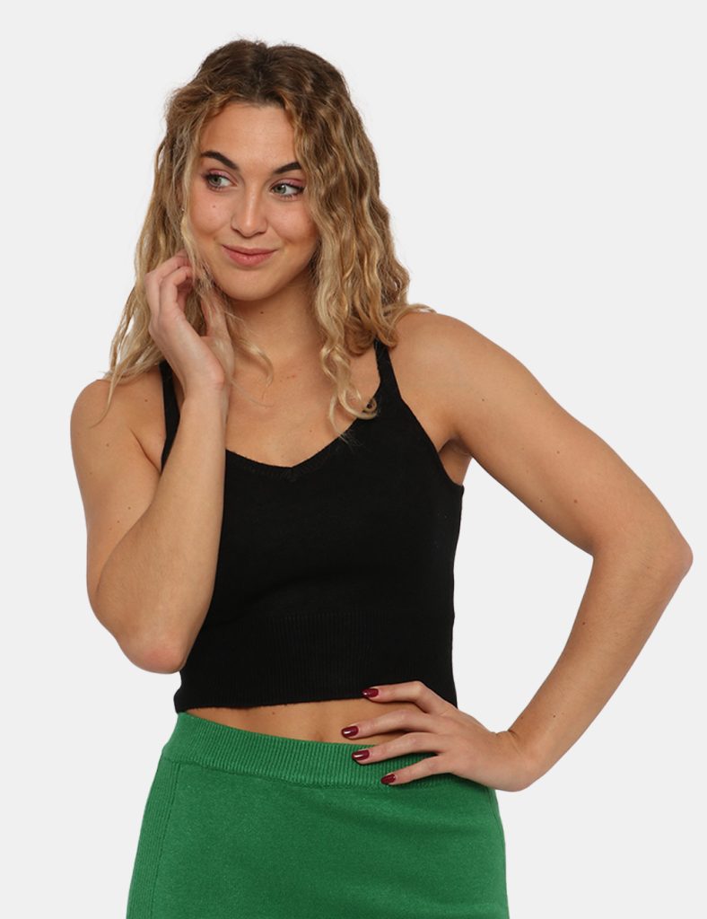Top Sandro Ferrone nero - COMPOSIZIONE E VESTIBILITÀ:44% viscosa 24% nylon 19% poliestere 13% elastaneLa modella è alta 170