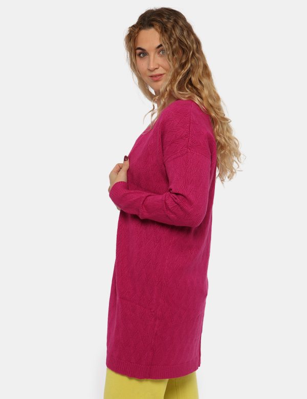 Cardigan Sandro Ferrone fucsia - COMPOSIZIONE E VESTIBILITÀ:44% viscosa 24% nylon 19% poliestere 13% elastaneLa modella è al