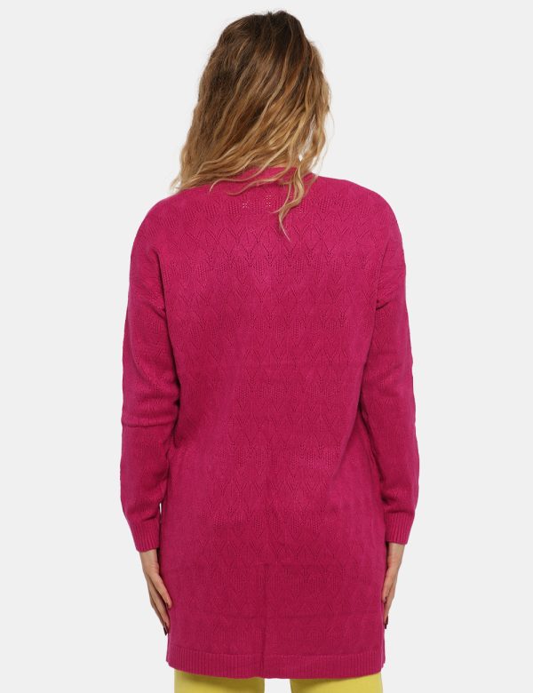 Cardigan Sandro Ferrone fucsia - COMPOSIZIONE E VESTIBILITÀ:44% viscosa 24% nylon 19% poliestere 13% elastaneLa modella è al
