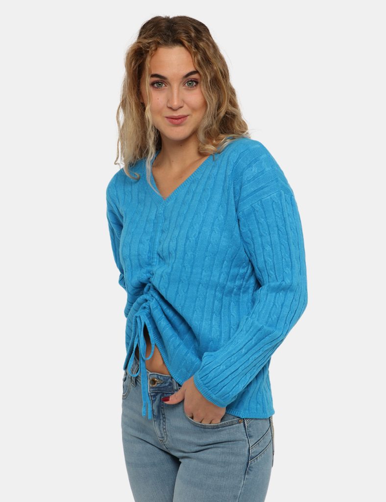 Maglione Sandro Ferrone azzurro turchese - COMPOSIZIONE E VESTIBILITÀ:44% viscosa 24% nylon 19% poliestere 13% elastaneLa mo