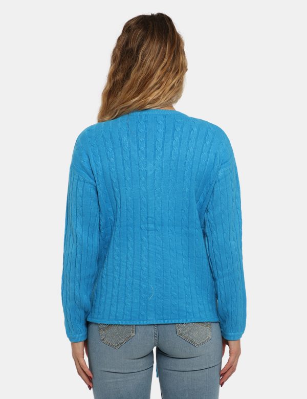 Maglione Sandro Ferrone azzurro turchese - COMPOSIZIONE E VESTIBILITÀ:44% viscosa 24% nylon 19% poliestere 13% elastaneLa mo