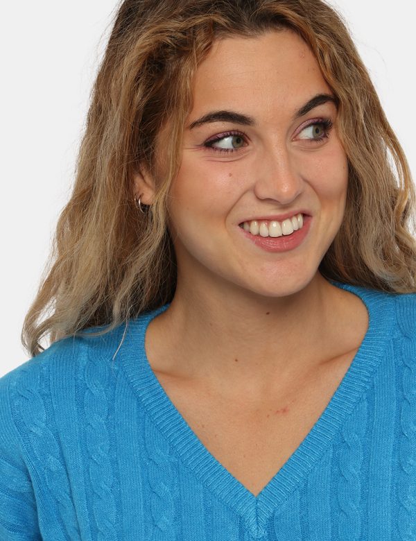 Maglione Sandro Ferrone azzurro turchese - COMPOSIZIONE E VESTIBILITÀ:44% viscosa 24% nylon 19% poliestere 13% elastaneLa mo
