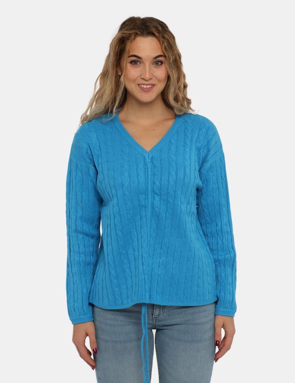 Maglione Sandro Ferrone azzurro turchese - COMPOSIZIONE E VESTIBILITÀ:44% viscosa 24% nylon 19% poliestere 13% elastaneLa mo