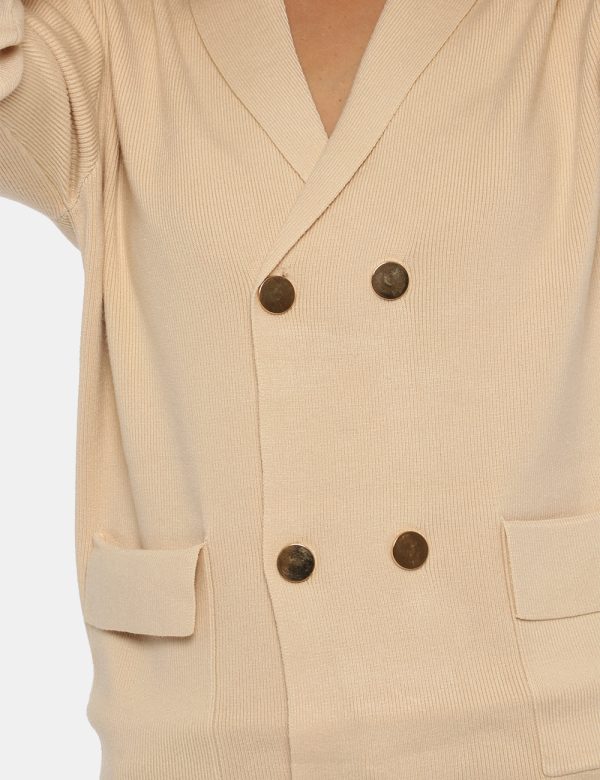 Cardigan Sandro Ferrone beige - COMPOSIZIONE E VESTIBILITÀ:50% viscosa 30% poliamide 20% poliestereLa modella è alta 170 cm