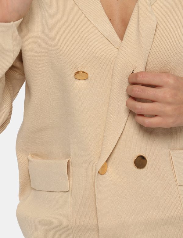 Cardigan Sandro Ferrone beige - COMPOSIZIONE E VESTIBILITÀ:50% viscosa 30% poliamide 20% poliestereLa modella è alta 170 cm
