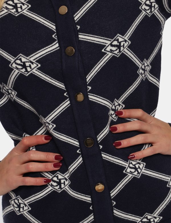 Cardigan Sandro Ferrone blu rigato - COMPOSIZIONE E VESTIBILITÀ:50% viscosa 30% poliamide 20% poliestereLa modella è alta 17