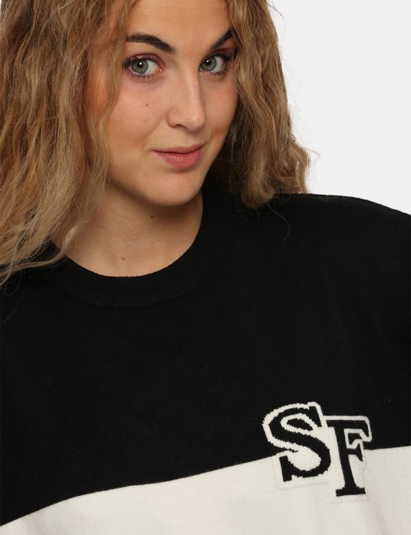 Maglione Sandro Ferrone nero/biancp - COMPOSIZIONE E VESTIBILITÀ:50% viscosa 30% poliamide 20% poliestereLa modella è alta 1