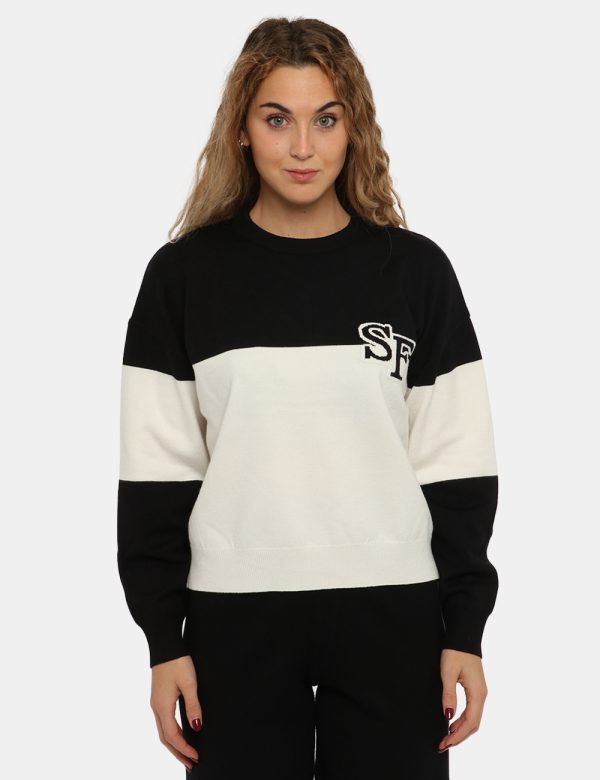 Maglione Sandro Ferrone nero/biancp - COMPOSIZIONE E VESTIBILITÀ:50% viscosa 30% poliamide 20% poliestereLa modella è alta 1