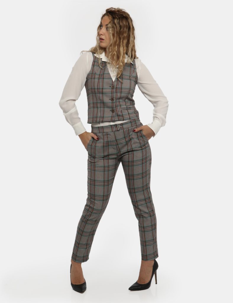 Pantaloni eleganti da donna  - Pantalone Vougue grigio e arancione