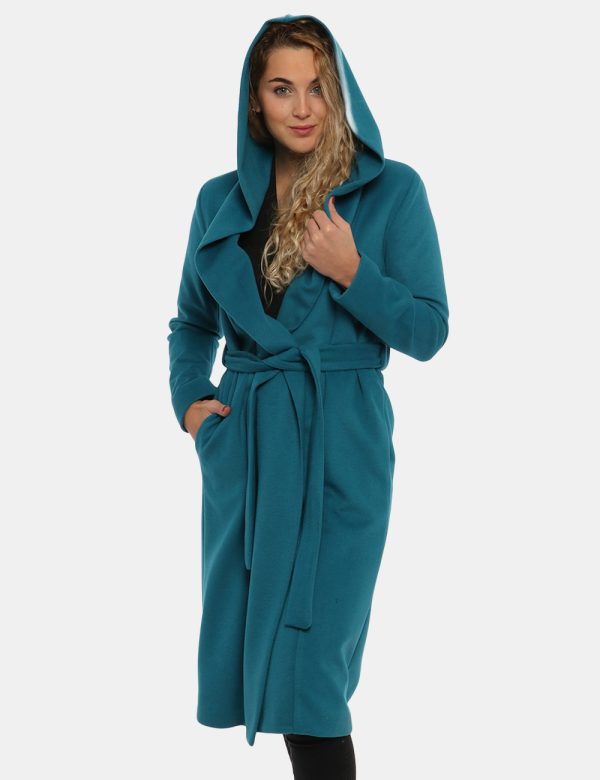 Cappotto Vougue azzurro ottanio - COMPOSIZIONE E VESTIBILITÀ:92% poliestere 8% viscosaLa modella è alta 170 cm e indossa la