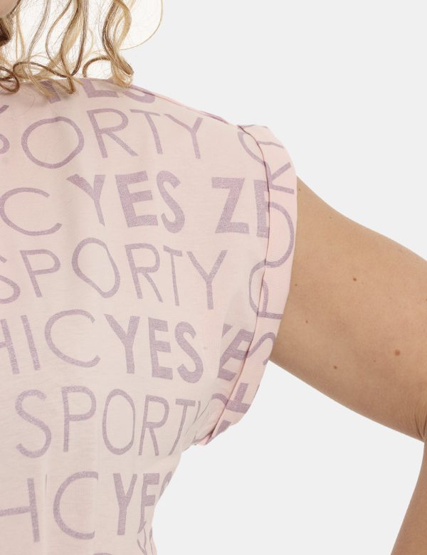T-shirt Yes Zee rosa con glitter - COMPOSIZIONE E VESTIBILITÀ:95% cotone 5% elastaneLa modella è alta 170 cm e indossa la ta