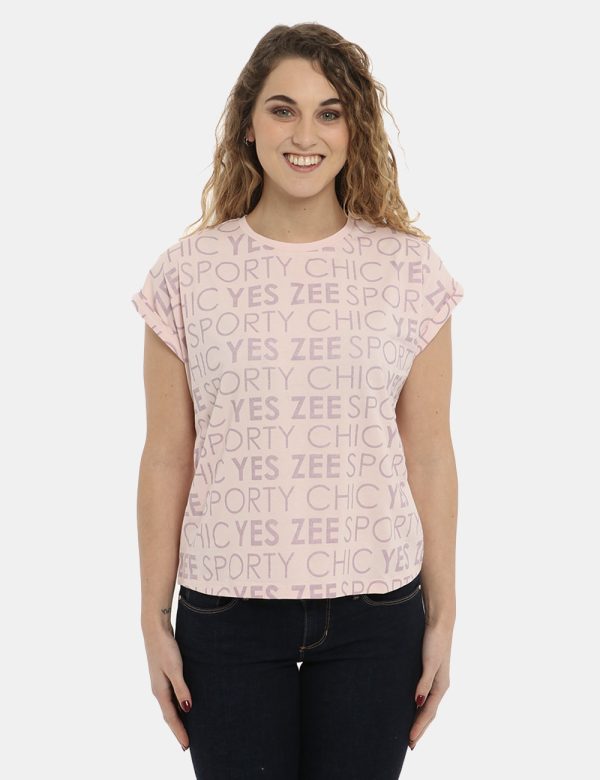 T-shirt Yes Zee rosa con glitter - COMPOSIZIONE E VESTIBILITÀ:95% cotone 5% elastaneLa modella è alta 170 cm e indossa la ta
