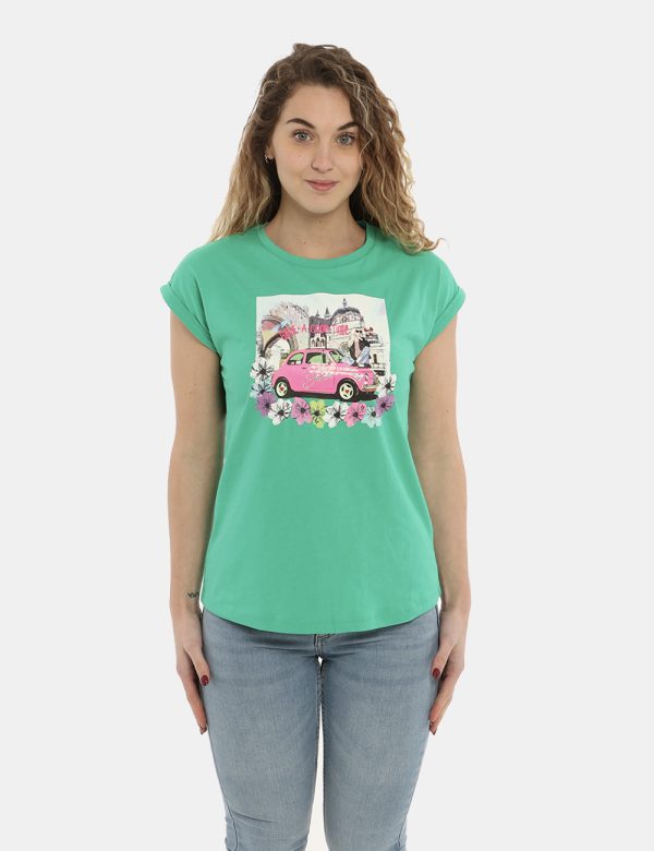 T-shirt Yes Zee verde - COMPOSIZIONE E VESTIBILITÀ:100% cotoneLa modella è alta 170 cm e indossa la taglia S. La vestibilità