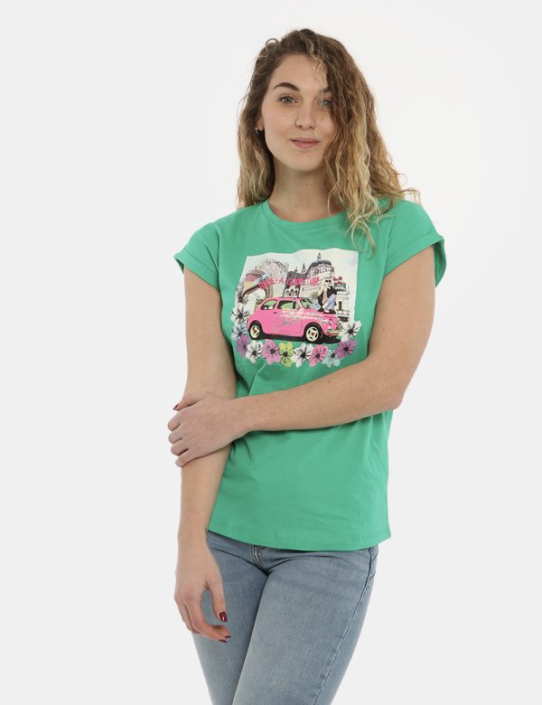 T-shirt Yes Zee verde - COMPOSIZIONE E VESTIBILITÀ:100% cotoneLa modella è alta 170 cm e indossa la taglia S. La vestibilità