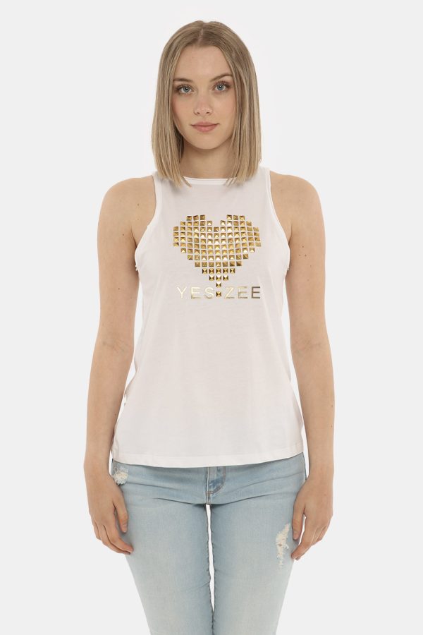 top Yes Zee bianco con glitter - COMPOSIZIONE E VESTIBILITÀ:100% cotoneLa modella è alta 170 cm e indossa la taglia S. La ve