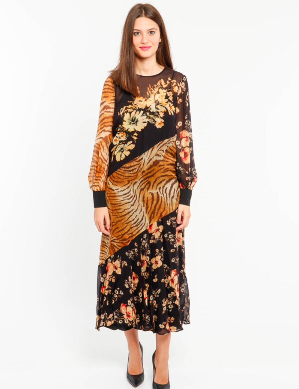 Vestito Twin Set a maniche lunghe - Tessuto 1: 100% viscosa - tessuto 2: 100% viscosa - tessuto 3: 100% seta - Fodera: 100%
