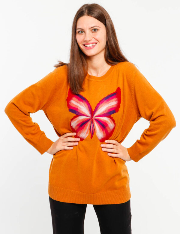 Maglione Twin Set fantasia - 80% lana 20% poliammide - ricamo 100% lanaLa modella indossa la taglia S ed è alta 178 cm e l