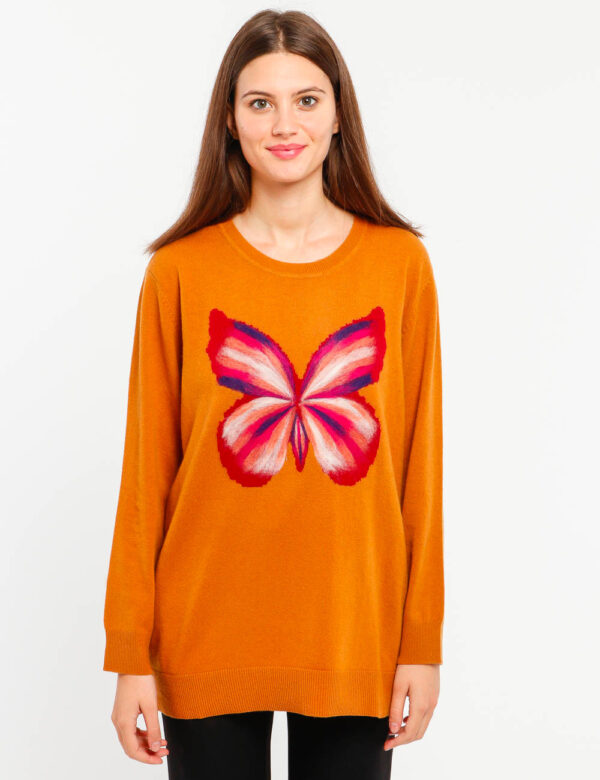 Maglione Twin Set fantasia - 80% lana 20% poliammide - ricamo 100% lanaLa modella indossa la taglia S ed è alta 178 cm e l