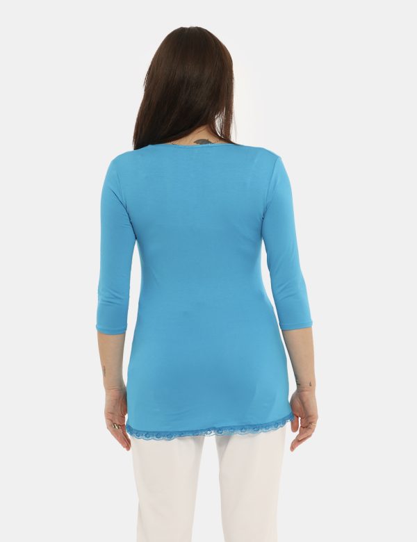 Maglia Vougue azzurro turchese - COMPOSIZIONE E VESTIBILITÀ:96% viscosa 4% elastaneLa modella è alta 161 cm e indossa la tag