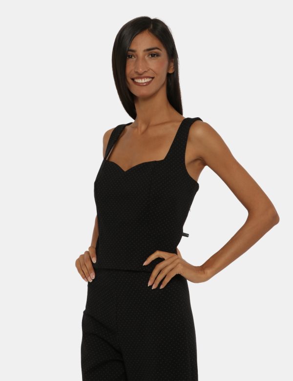 Top Vougue nero - COMPOSIZIONE E VESTIBILITÀ:68% viscosa 27% nylon 5% elastaneLa modella è alta 176 cm e indossa la taglia S