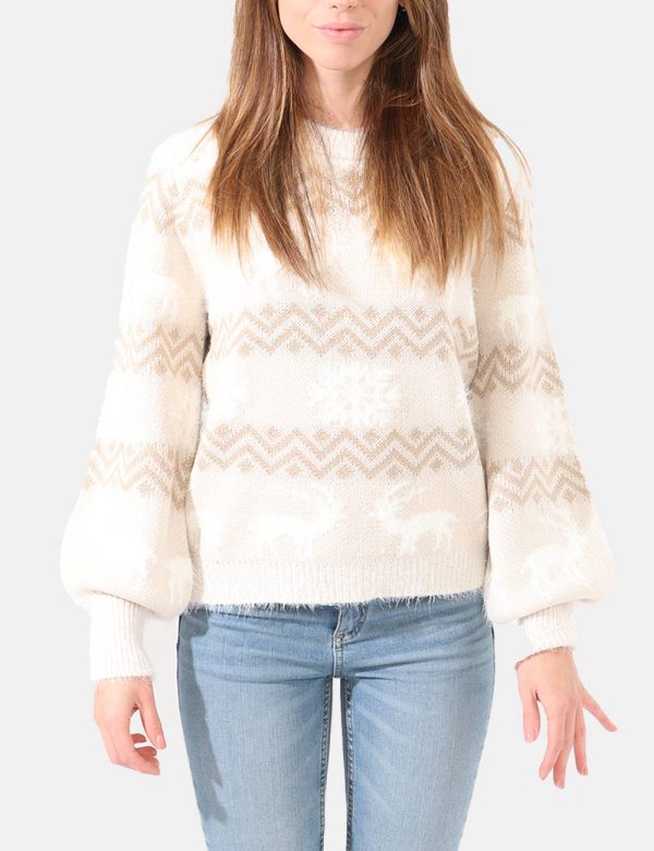 Maglione Only fantasia natalizia - 100% acrilicoLa modella indossa la taglia S e la vestibilità del capo è regolare. Spalle: