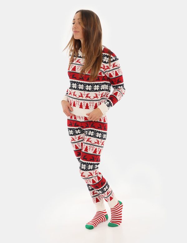 Pantalone Only fantasia natalizia con completo - 88% poliestere 12% nylonLa modella indossa la taglia S e la vestibilità del