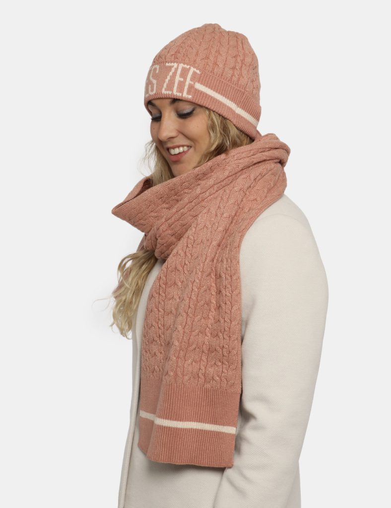 Yes Zee donna outlet - Set cappello sciarpa Yes Zee rosa antico