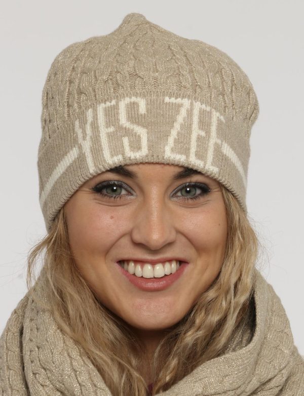Set cappello sciarpa Yes Zee rosa beige tortora - COMPOSIZIONE E VESTIBILITÀ:40% poliestere 38% viscosa 15% poliammidica 7%