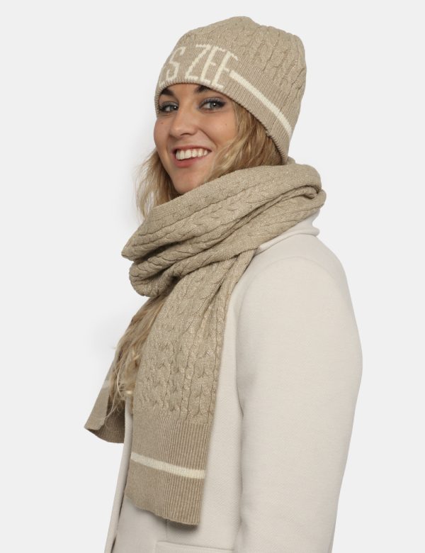 Set cappello sciarpa Yes Zee rosa beige tortora - COMPOSIZIONE E VESTIBILITÀ:40% poliestere 38% viscosa 15% poliammidica 7%