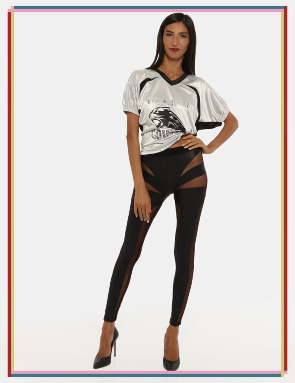 Legging Versace Jeans Couture nero - COMPOSIZIONE E VESTIBILITÀ:79% poliamide 21% elastaneLa modella è alta 176 cm e indossa