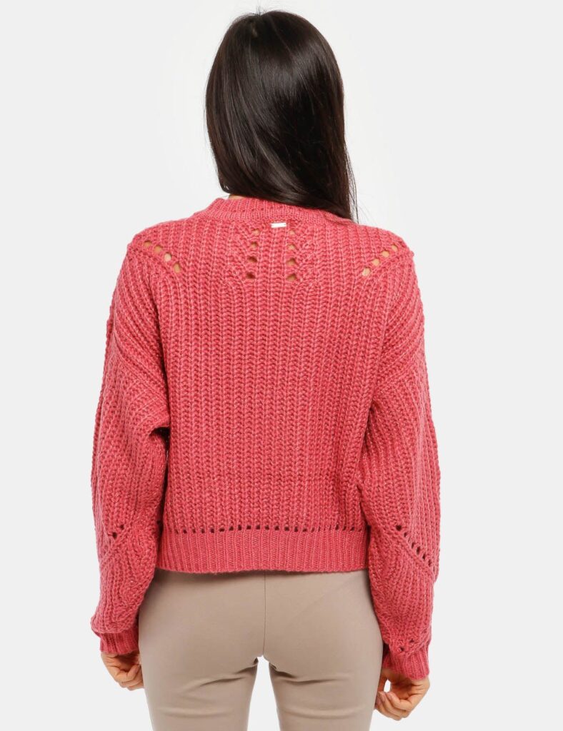 Maglione Fracomina trama larga - 38% acrilico29% mohair 29% poliammide 3% viscosa 1% lurexLa modella indossa la taglia S ed