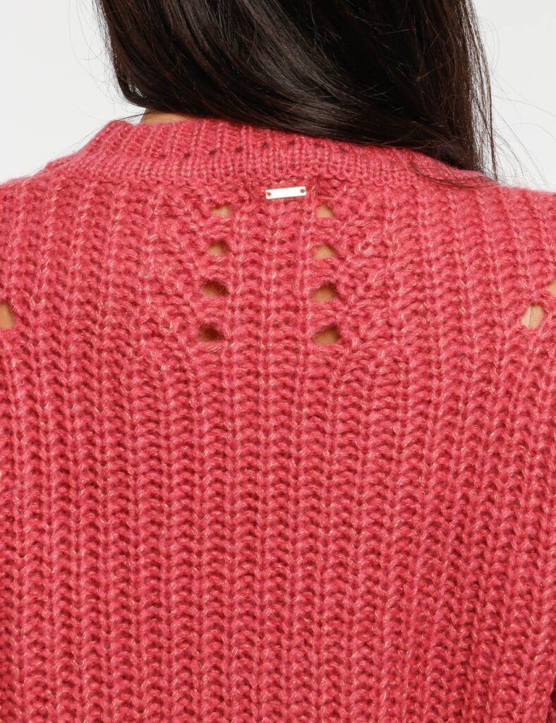 Maglione Fracomina trama larga - 38% acrilico29% mohair 29% poliammide 3% viscosa 1% lurexLa modella indossa la taglia S ed