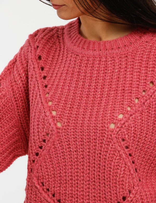 Maglione Fracomina trama larga - 38% acrilico29% mohair 29% poliammide 3% viscosa 1% lurexLa modella indossa la taglia S ed