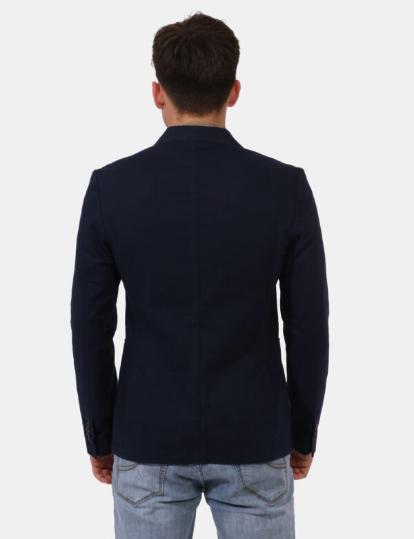 Giacca Yes Zee Blu - Giacca classica in cotone ed in total blu navy. Presente doppia tasca a toppa più taschino fake ad alte