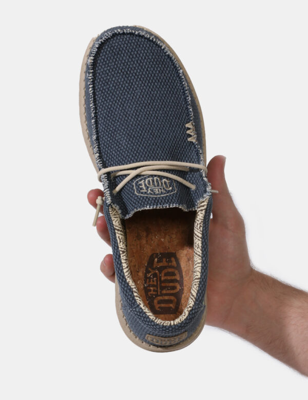 Scarpe Heydude Blu - Scarpe simil mocassino in tessuto blu denim e corda. L'indossatura è comoda e confortevole, con laccio