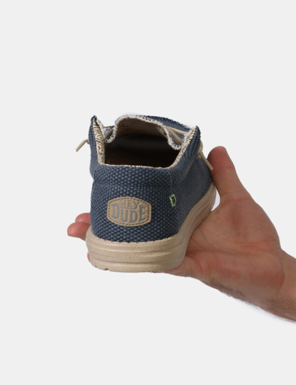 Scarpe Heydude Blu - Scarpe simil mocassino in tessuto blu denim e corda. L'indossatura è comoda e confortevole, con laccio