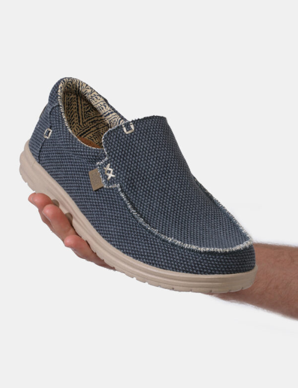 Scarpe Heydude Blu - Scarpe simil mocassino in tessuto blu denim e corda. L'indossatura è comoda e confortevole. Ideali per