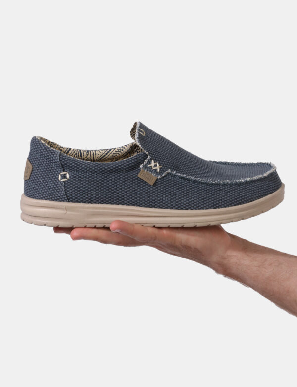 Scarpe Heydude Blu - Scarpe simil mocassino in tessuto blu denim e corda. L'indossatura è comoda e confortevole. Ideali per