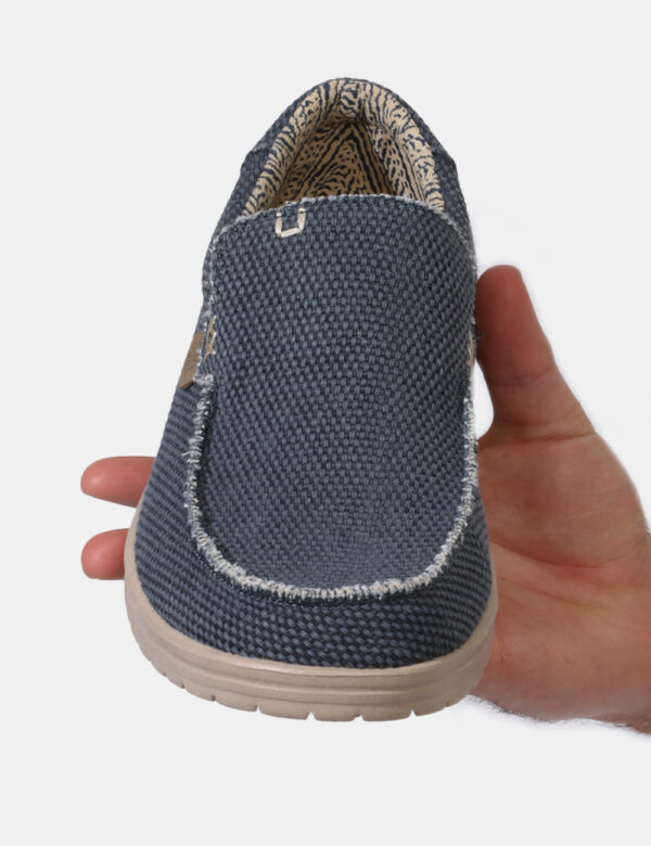 Scarpe Heydude Blu - Scarpe simil mocassino in tessuto blu denim e corda. L'indossatura è comoda e confortevole. Ideali per