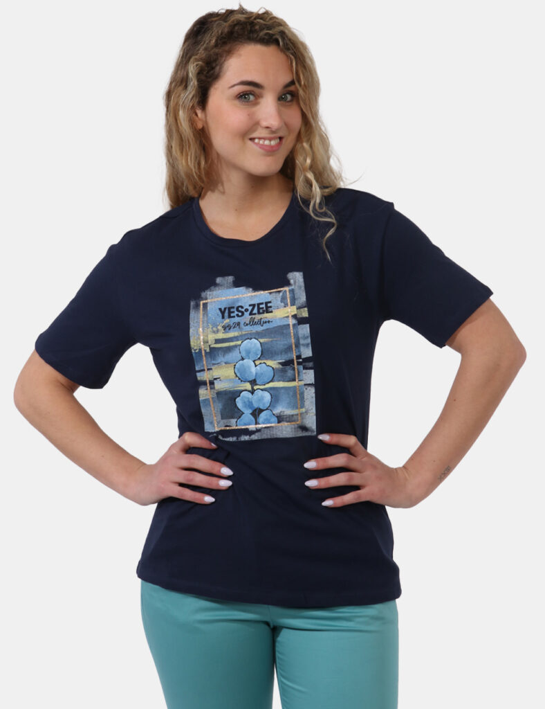 Abbigliamento donna scontato - T-shirt Yes Zee Blu