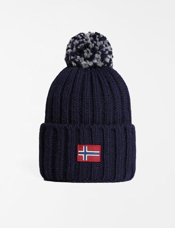 Cappello Napapijri con pon pon - Taglia unica Cappellino invernale con pon pon. Stemma applicato sul risvolto. Caldo e stil
