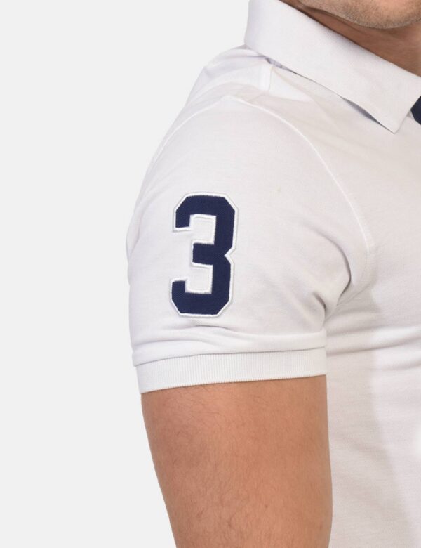 Polo U.S. Polo Assn. Bianco - Polo classica in total bianco con patch logo brand ricamato in blu navy ad altezza cuore, più