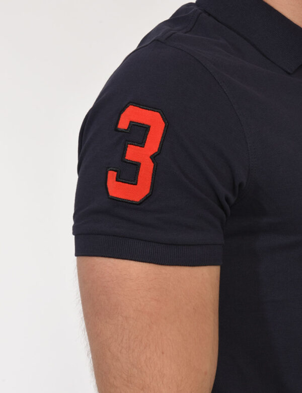 Polo U.S. Polo Assn. Blu - Polo classica in total blu navy intenso con patch logo brand ricamato in rosso ad altezza cuore,